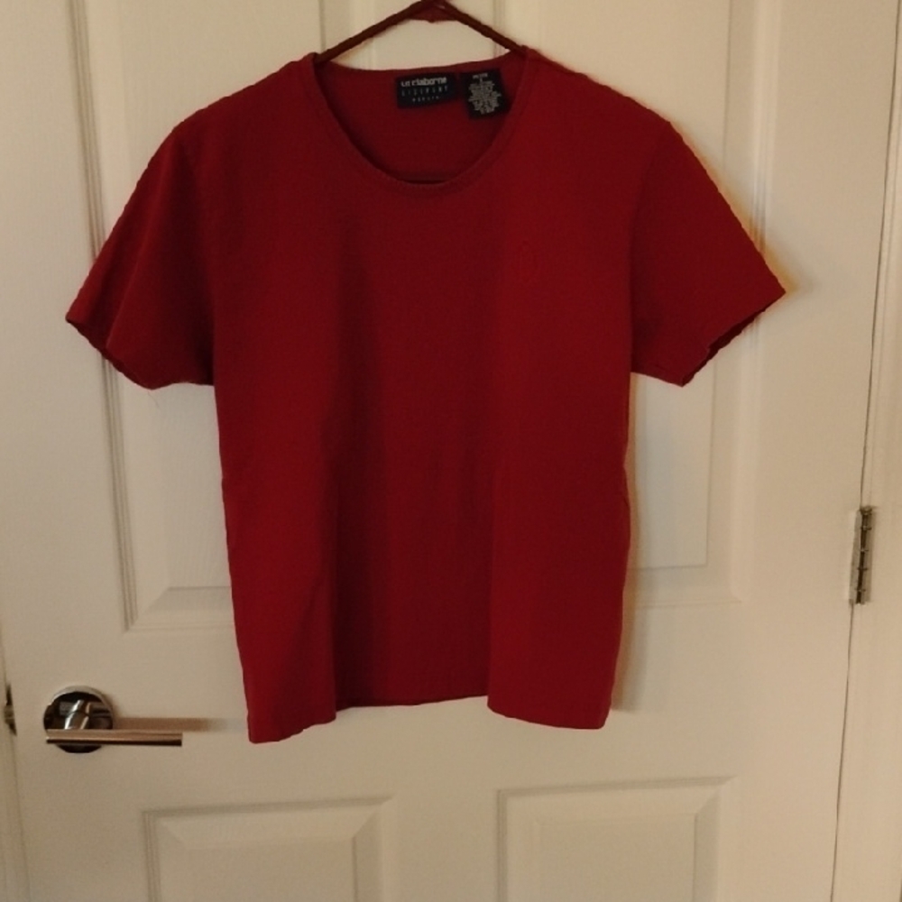 LIZ CLAIBORNE LIZ SPORT Vibrant Red Short Sleeve Tee